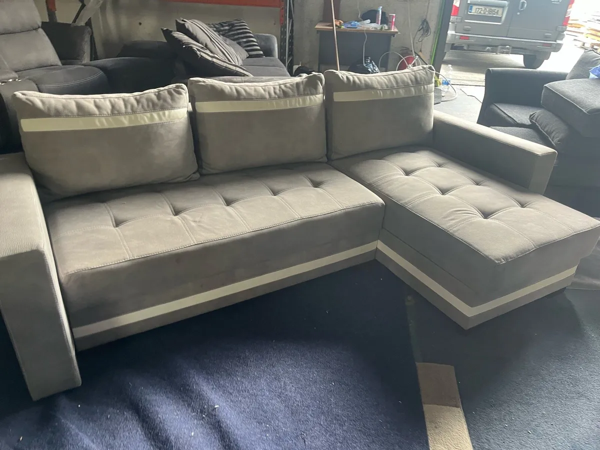 Grey corner sofa bed set couch - Image 3