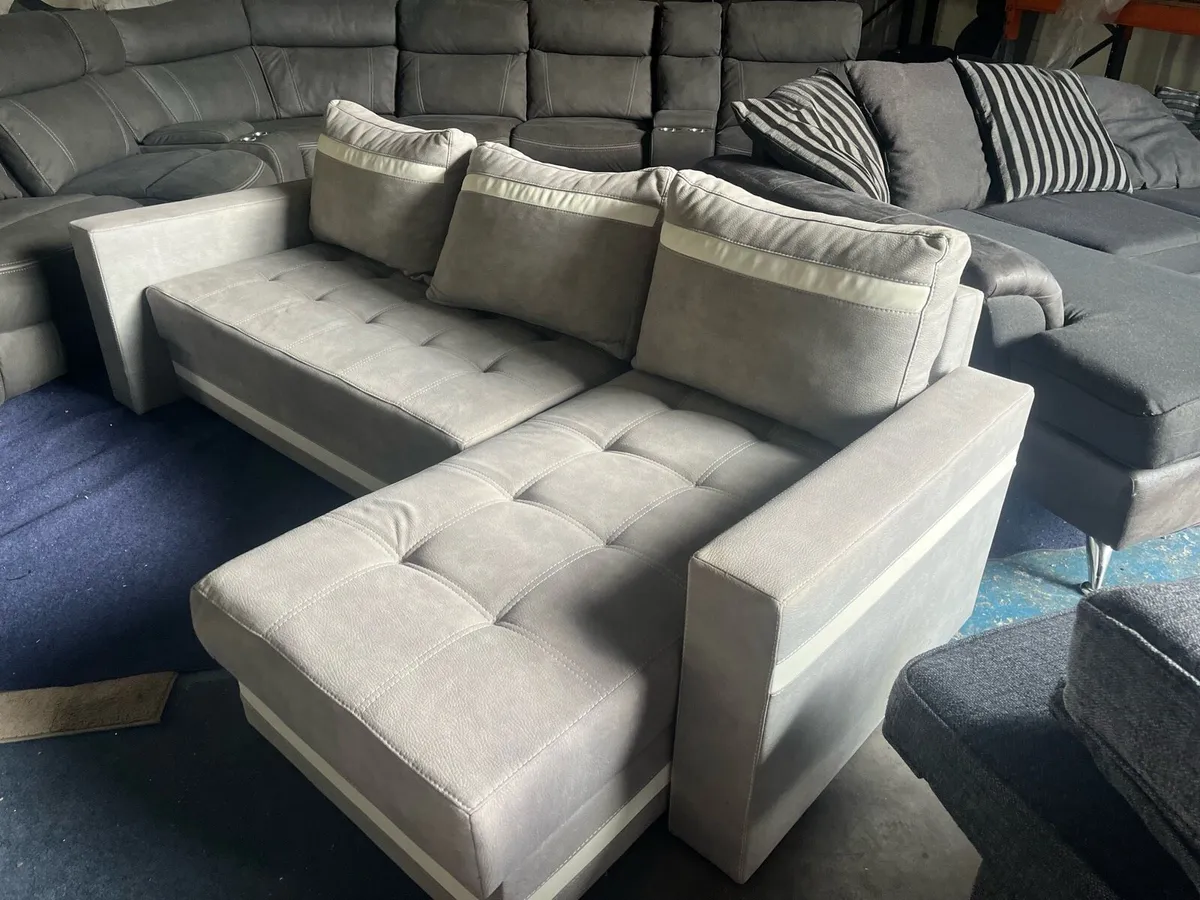 Grey corner sofa bed set couch - Image 4