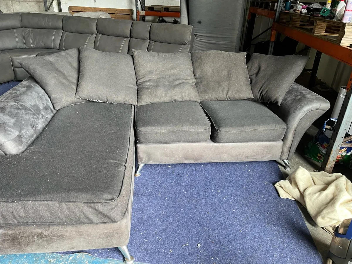 Grey corner sofa set l shaped - Image 2