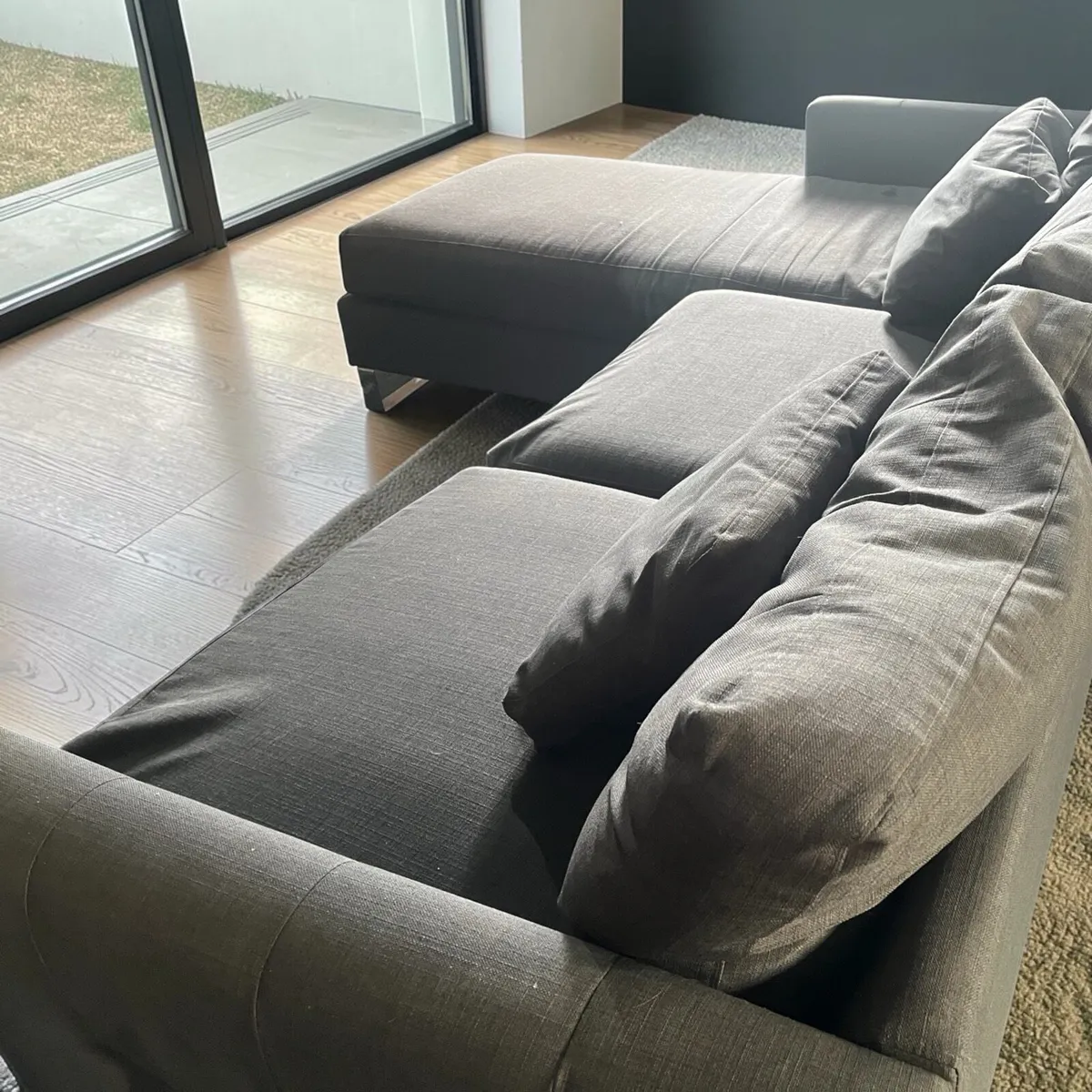 Grey corner sofa L shaped couch - Image 2