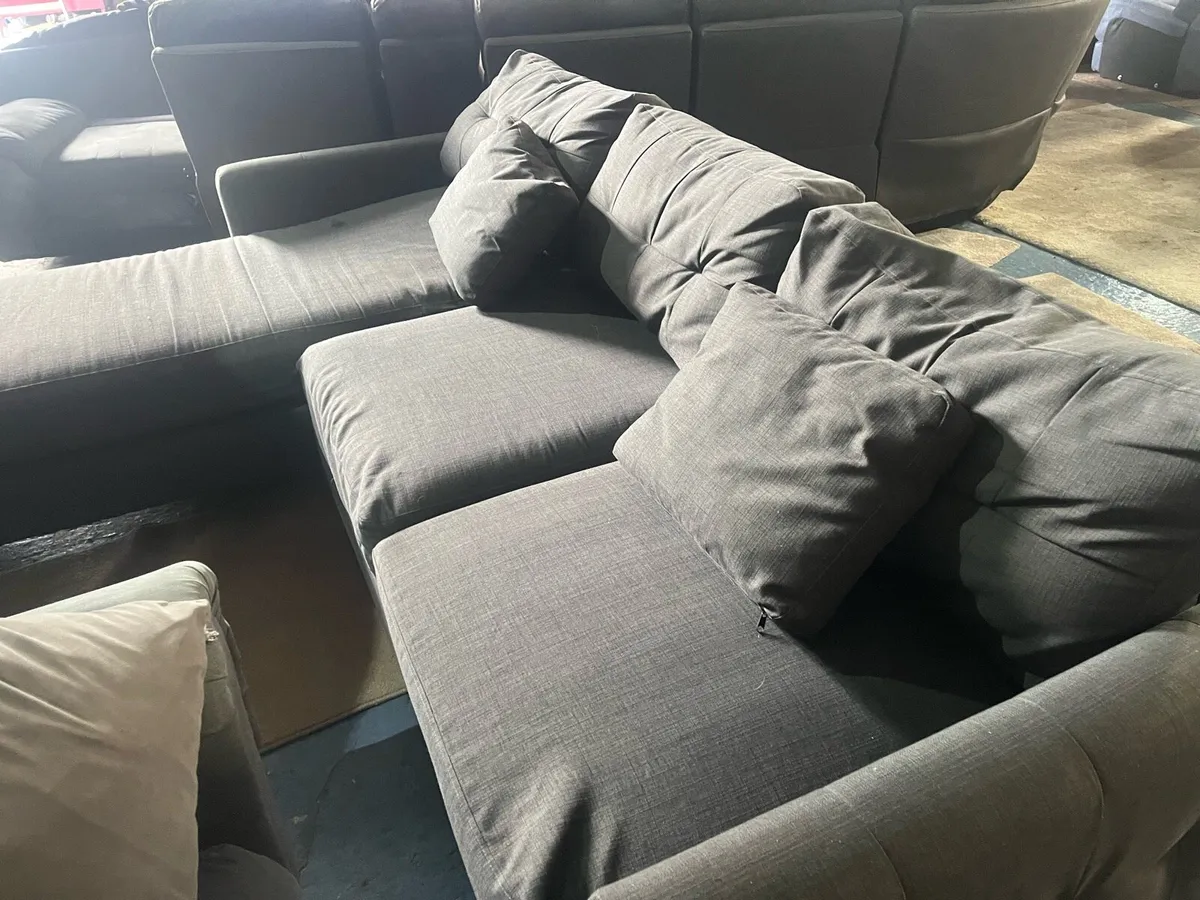 Grey corner sofa L shaped couch - Image 4