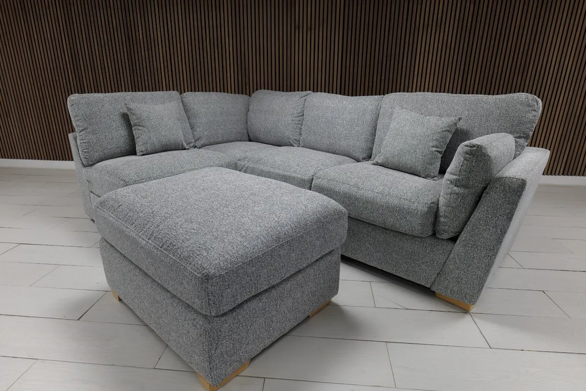 Emme L Shape Beige & Grey Fabric Sofa - Image 4