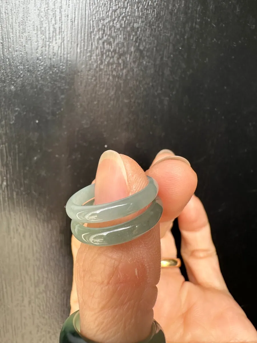 Set of 2 Guatemala Jadeite Jade Rings (18.5mm) - Image 1
