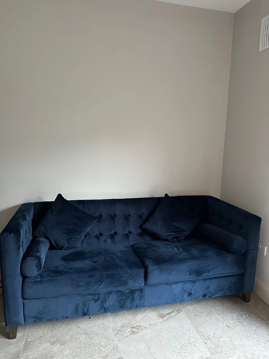 Velvet Navy Couch - Image 3