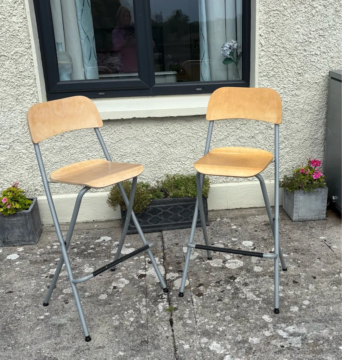 2 IKEA STURDY FOLDING BARSTOOLS - Image 1