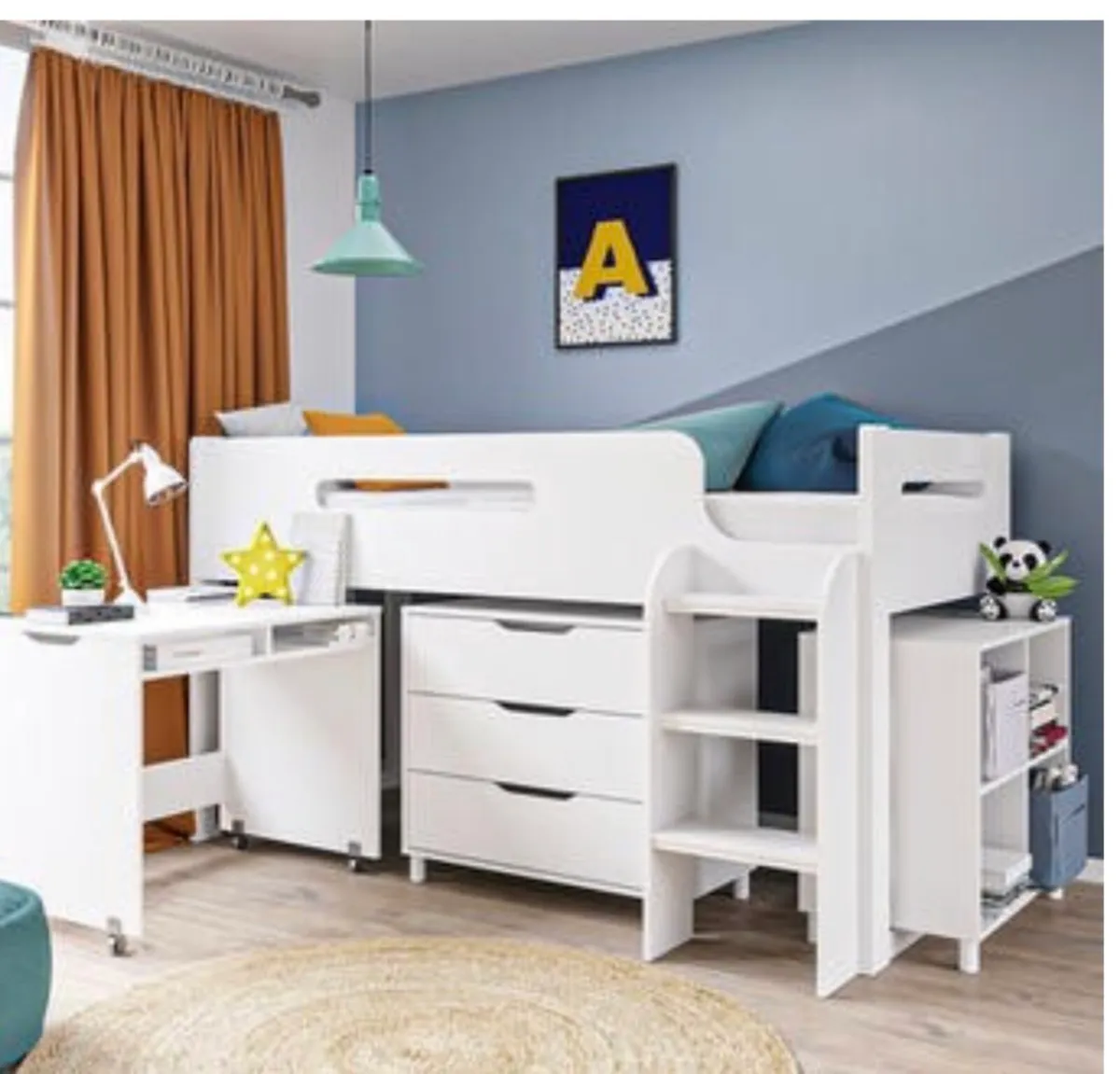 Bed Mid Sleeper with Storage & Desk