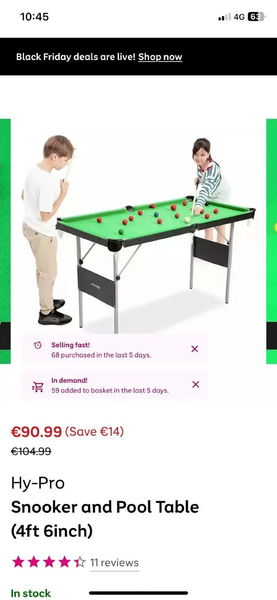 Pool and Snooker Table 4ft 6inch