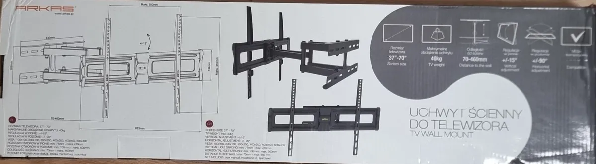 Tv Wall Mount Bracket  Swivel Full Motion 37-70'' - Image 2
