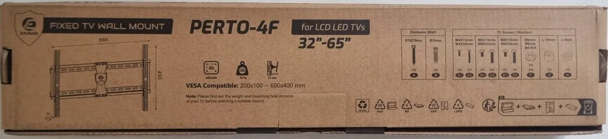 Tv Wall Mount Bracket Flat Fixed 32''-65'' - Image 1