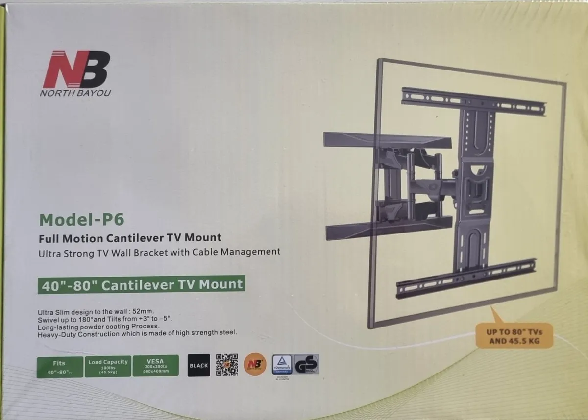TV Mount Bracket Tilt Swivel Full Motion 45-80" - Image 1