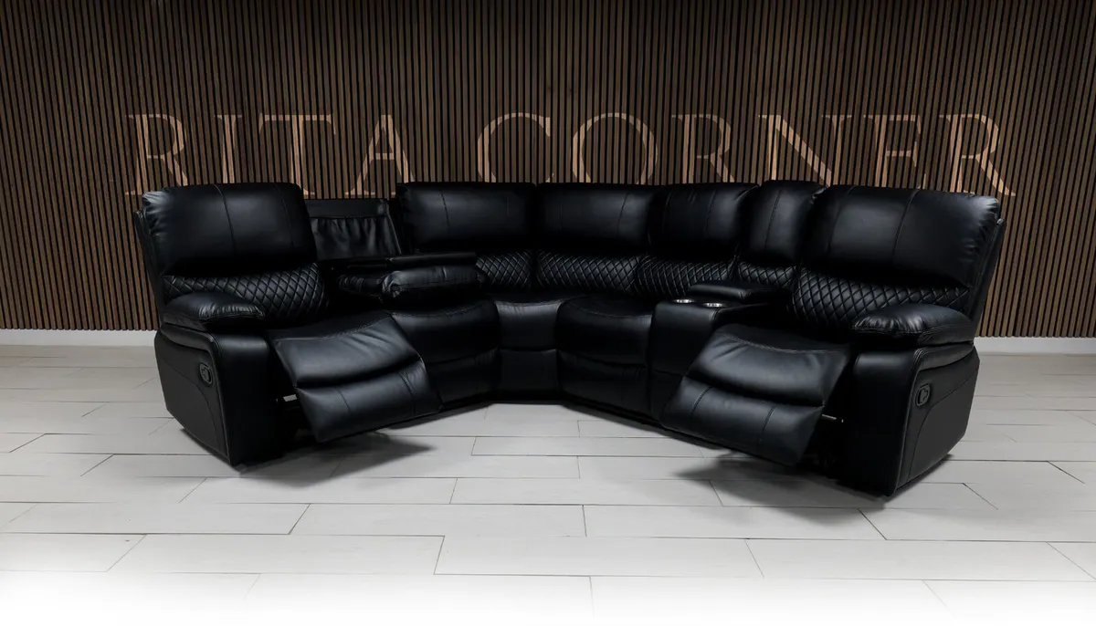 Rita Corner Leather Recliner Sofa + Cupholders - Image 4