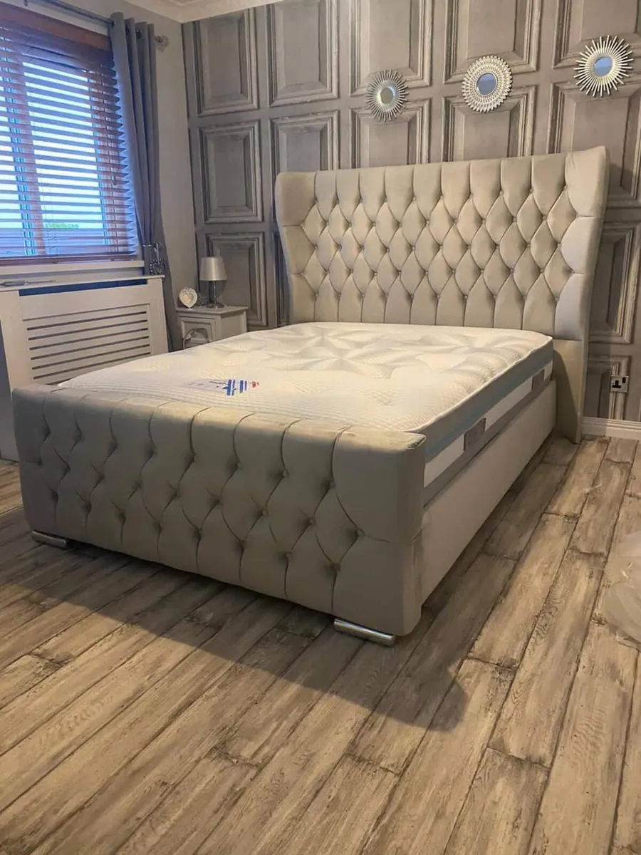 New Double & King Size Bed Frame With Mattress Opt - Image 2