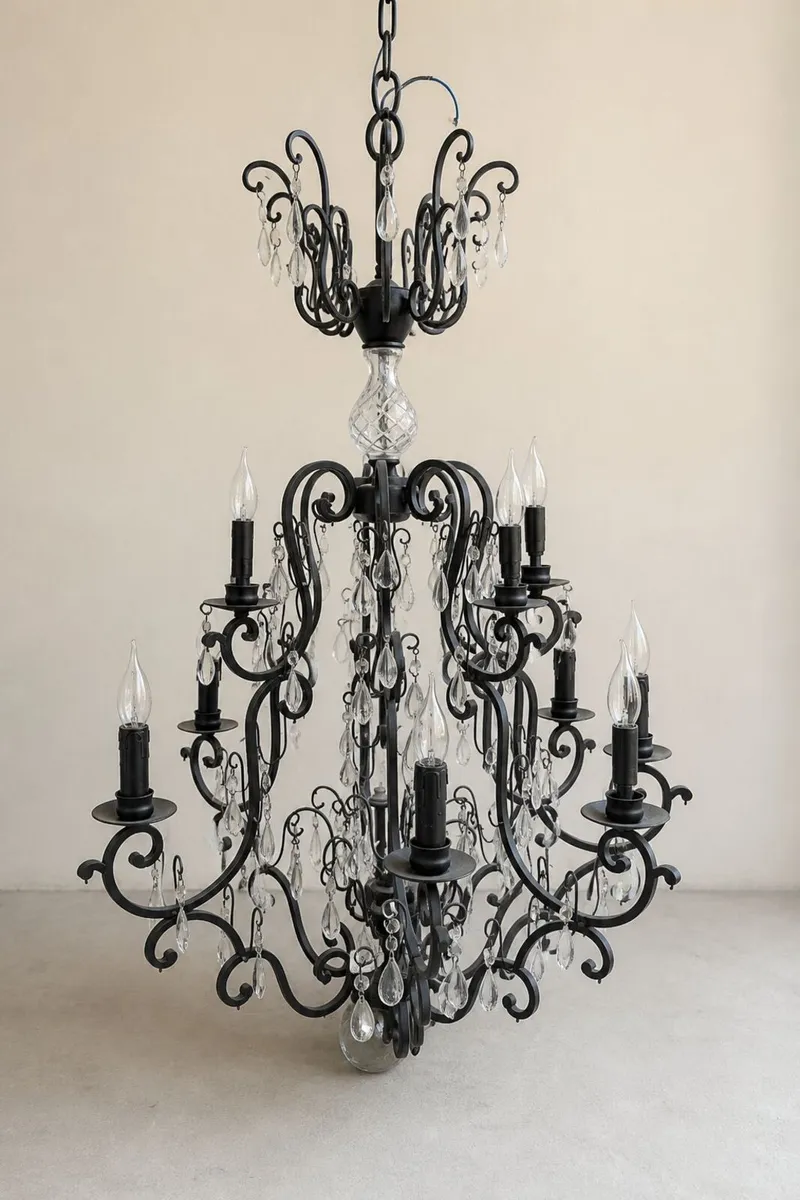 Large Black Crystal Chandelier - 2 Available