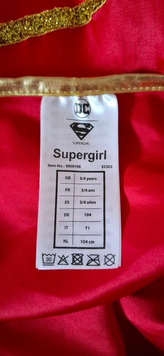 Supergirl Costume size 3/4 yrs - Image 2