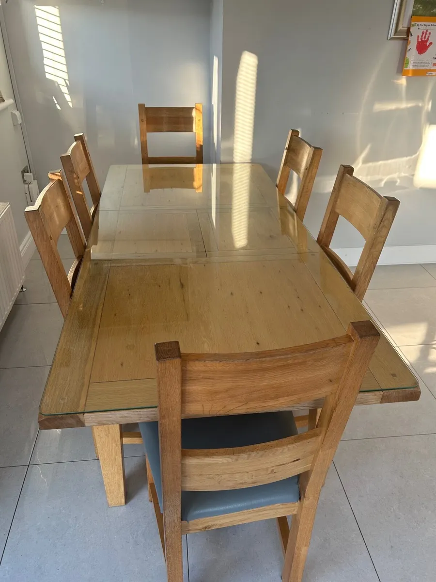 Solid Oak Table and toughened glass top - Image 2