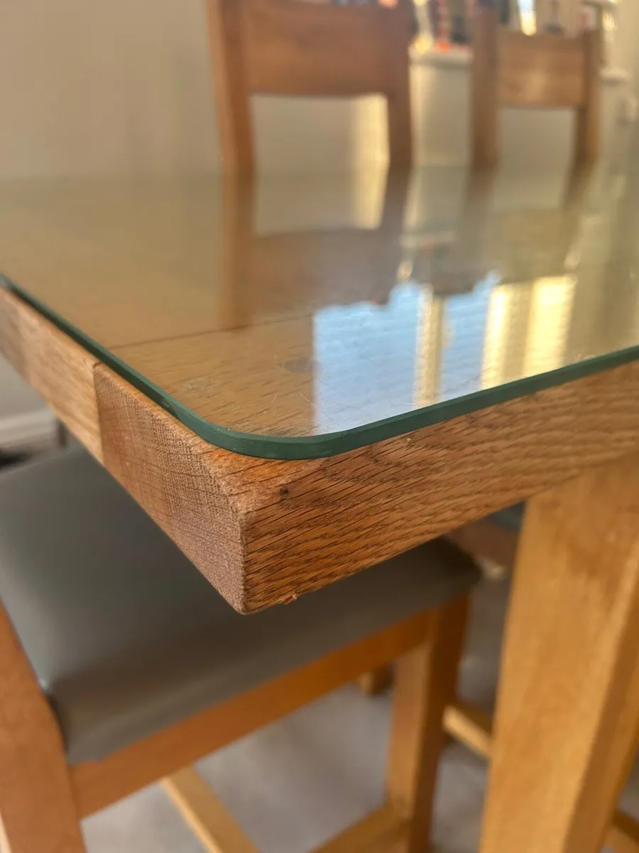 Solid Oak Table and toughened glass top - Image 1