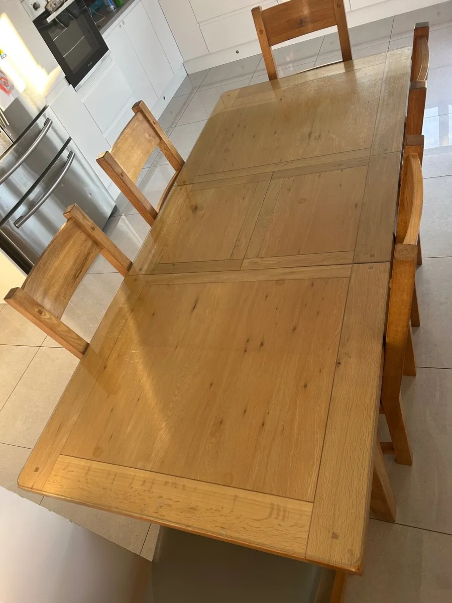 Solid Oak Table and toughened glass top - Image 4