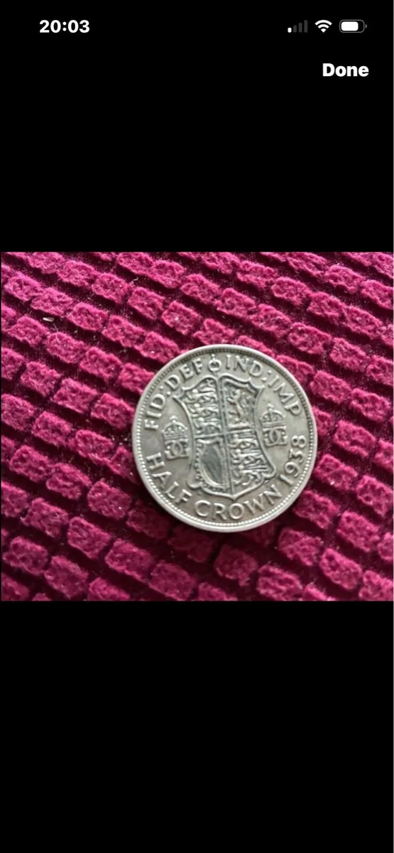 Rare 1938 Silver Half Crown - Image 1