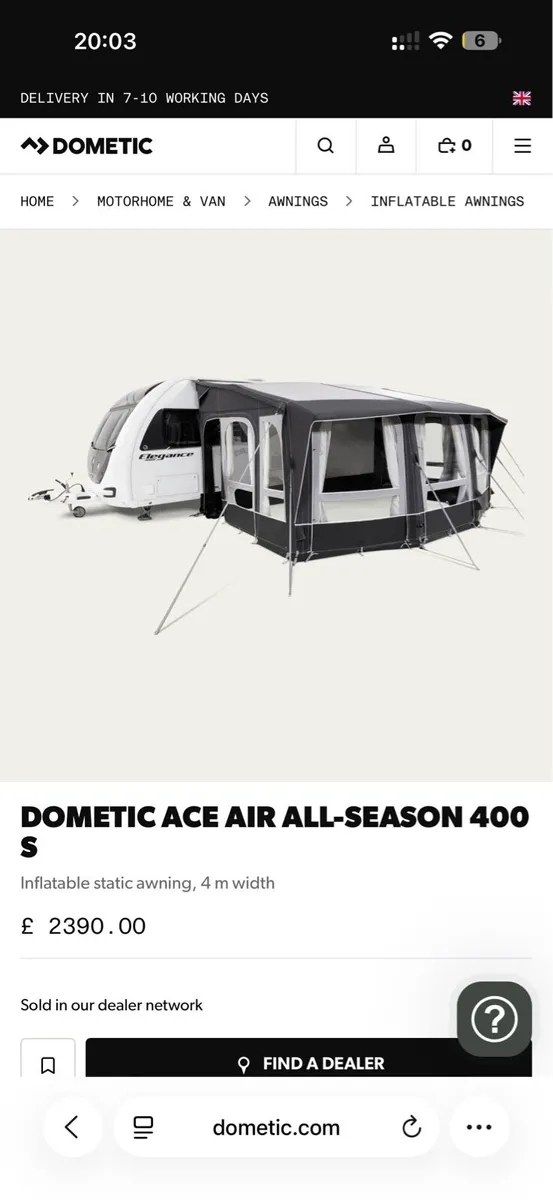 Dometic ace air 400s awning brand new - Image 1