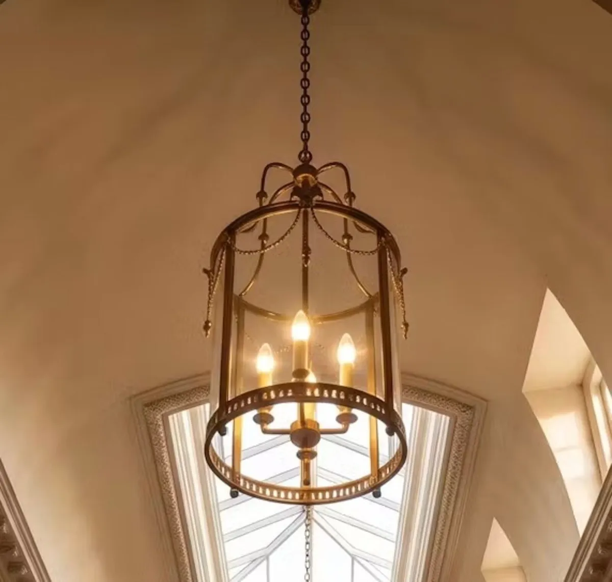 Good quality large solid brass hand made lantern - Image 1