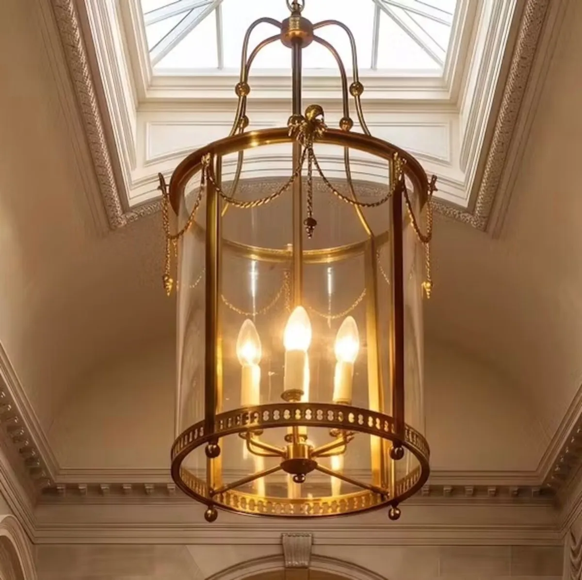 Good quality large solid brass hand made lantern - Image 2