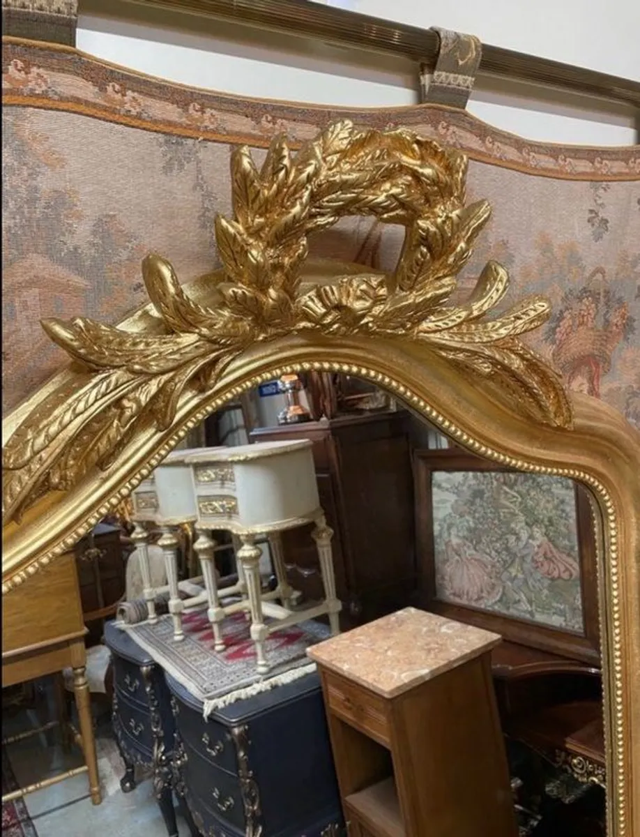 Ornate French-Style Large Gilt Wood Mirror - Image 3