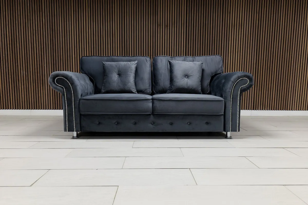 Olympia Grey & Cream Fullback Cushions Sofa - Image 2