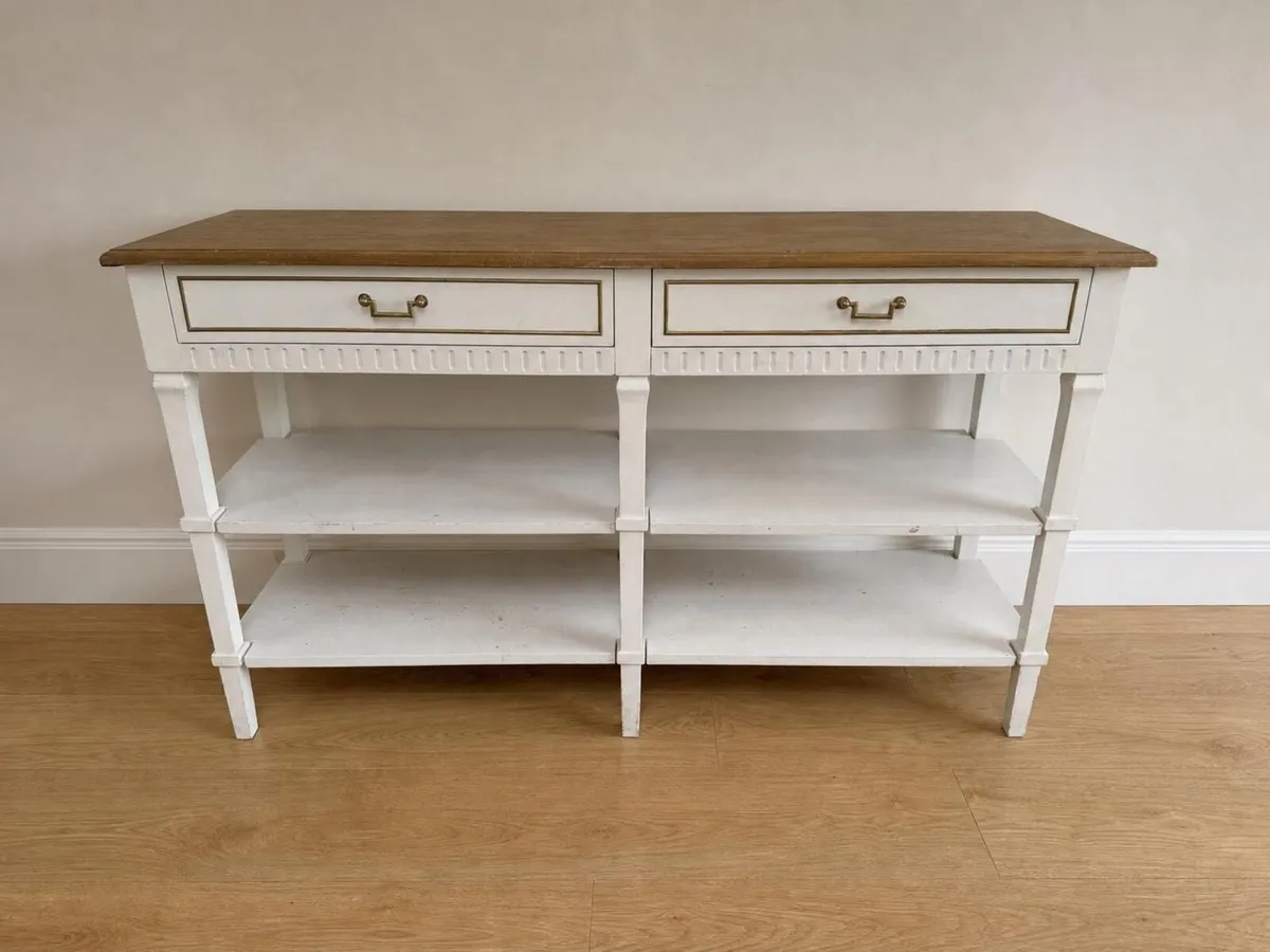 Large Cream Console Table with 2 Drawers & Shelves