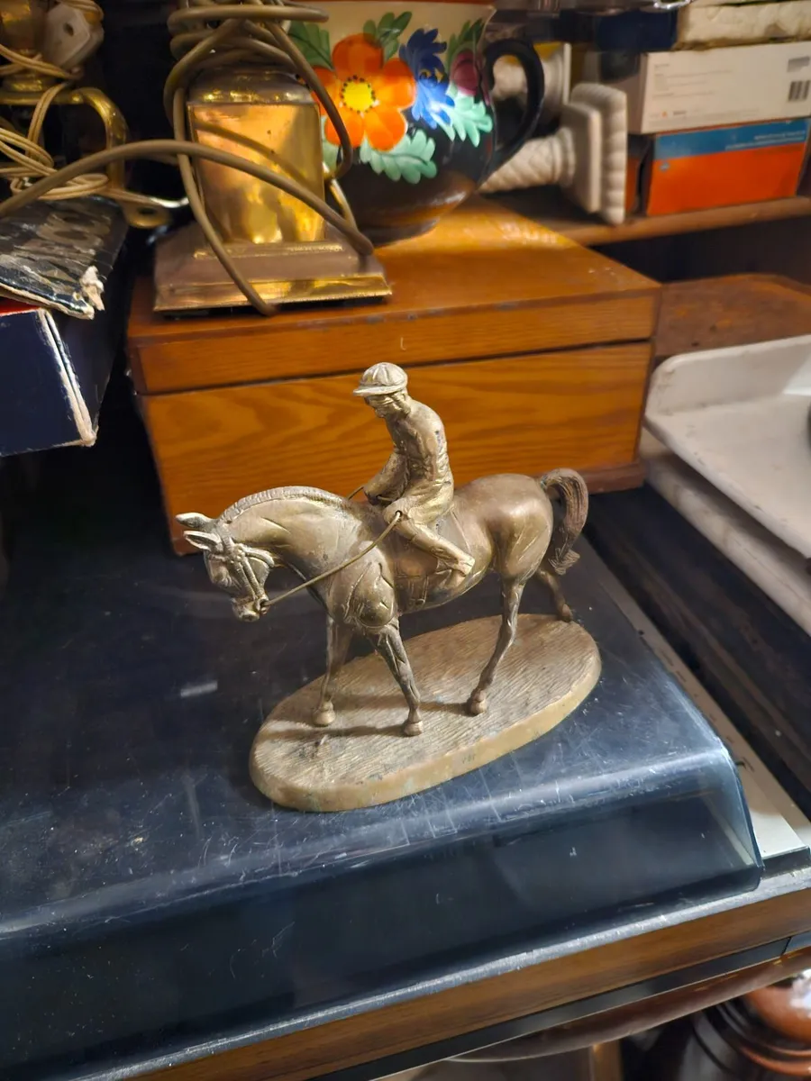 Vintage Brass Jockey on Horse Back - Image 2