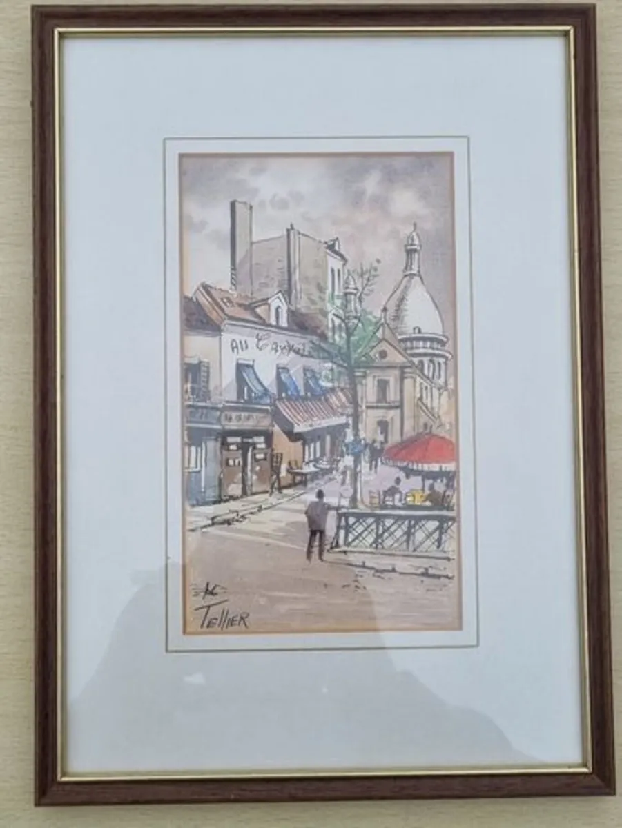 Original watercolor and ink by French artist Louis - Image 3
