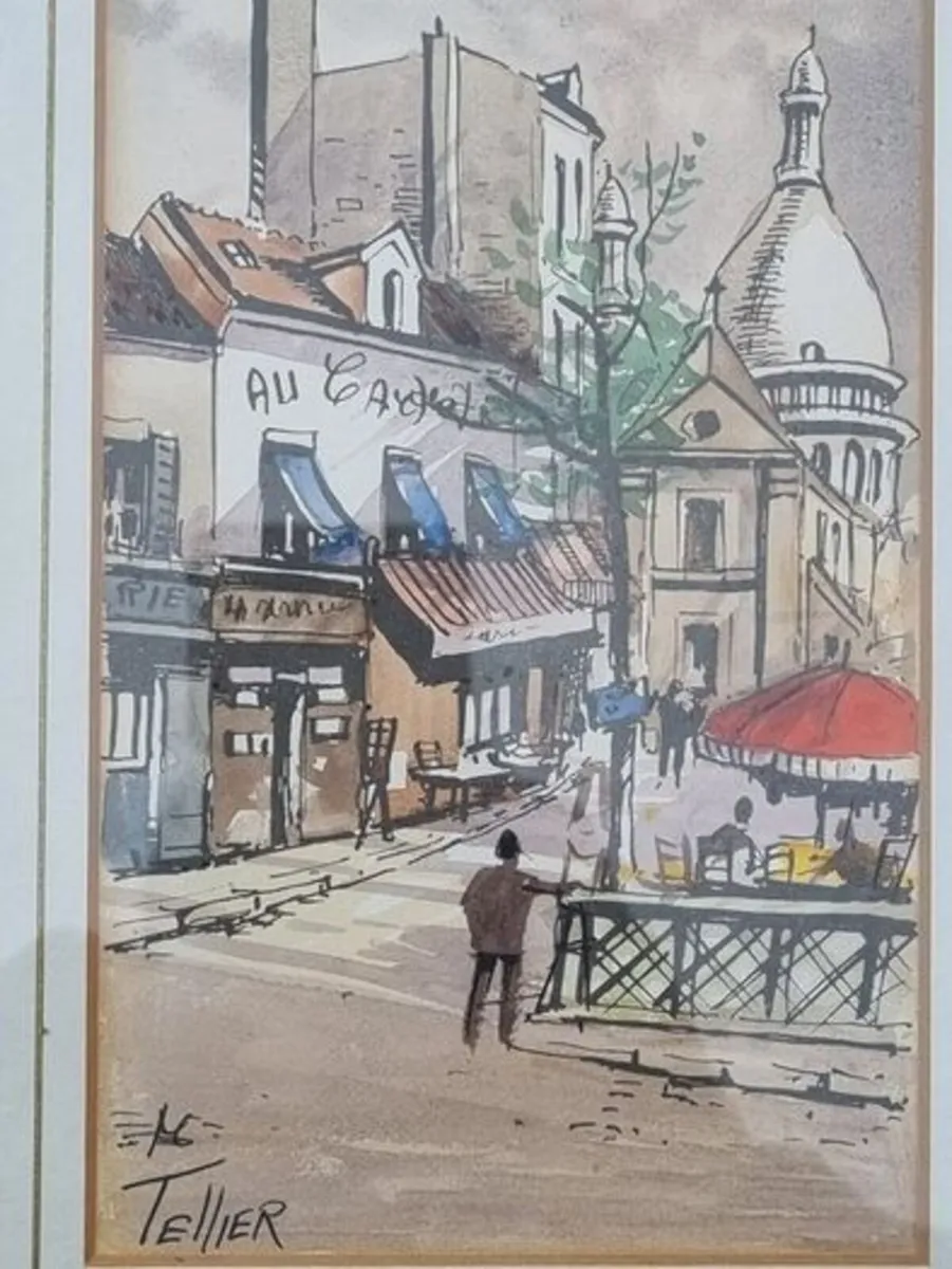Original watercolor and ink by French artist Louis - Image 4