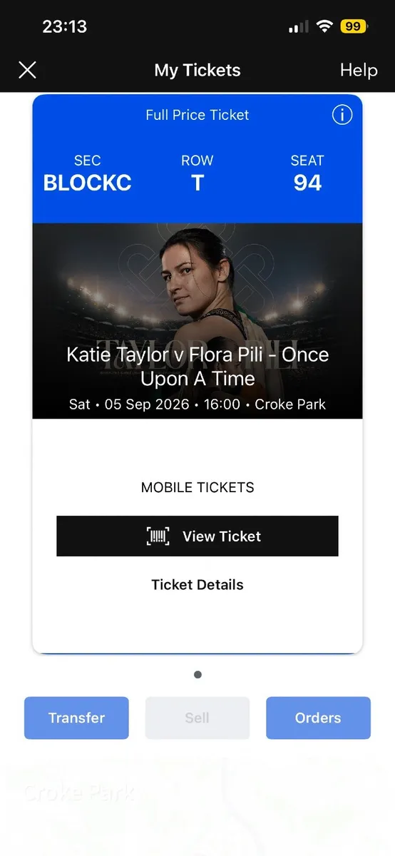 Katie Taylor Fight- Pitch Seats Ticket