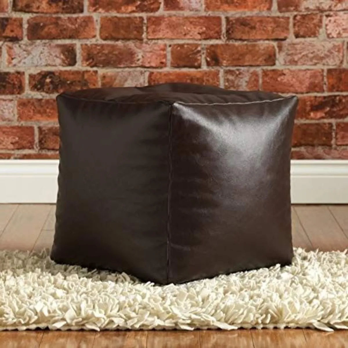 Bean Bag Cover Ottoman Footstool Brown - Image 1