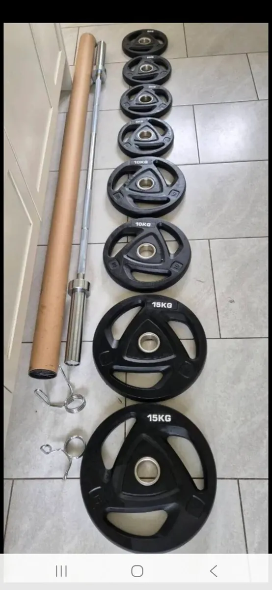 Brand new olympic tri grip weight set - Image 1