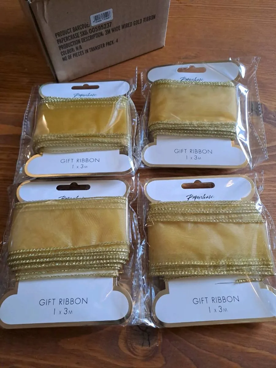 Paperchase Gold Wired Gift Ribbon - Image 1