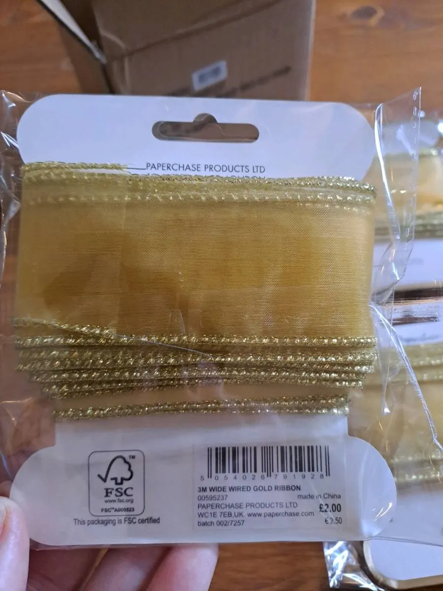 Paperchase Gold Wired Gift Ribbon - Image 2