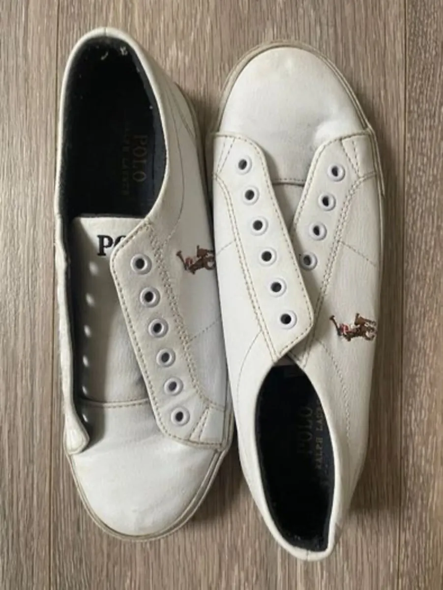 Polo Ralph Lauren White Scholar Sneakers Size 3.5 - Image 3