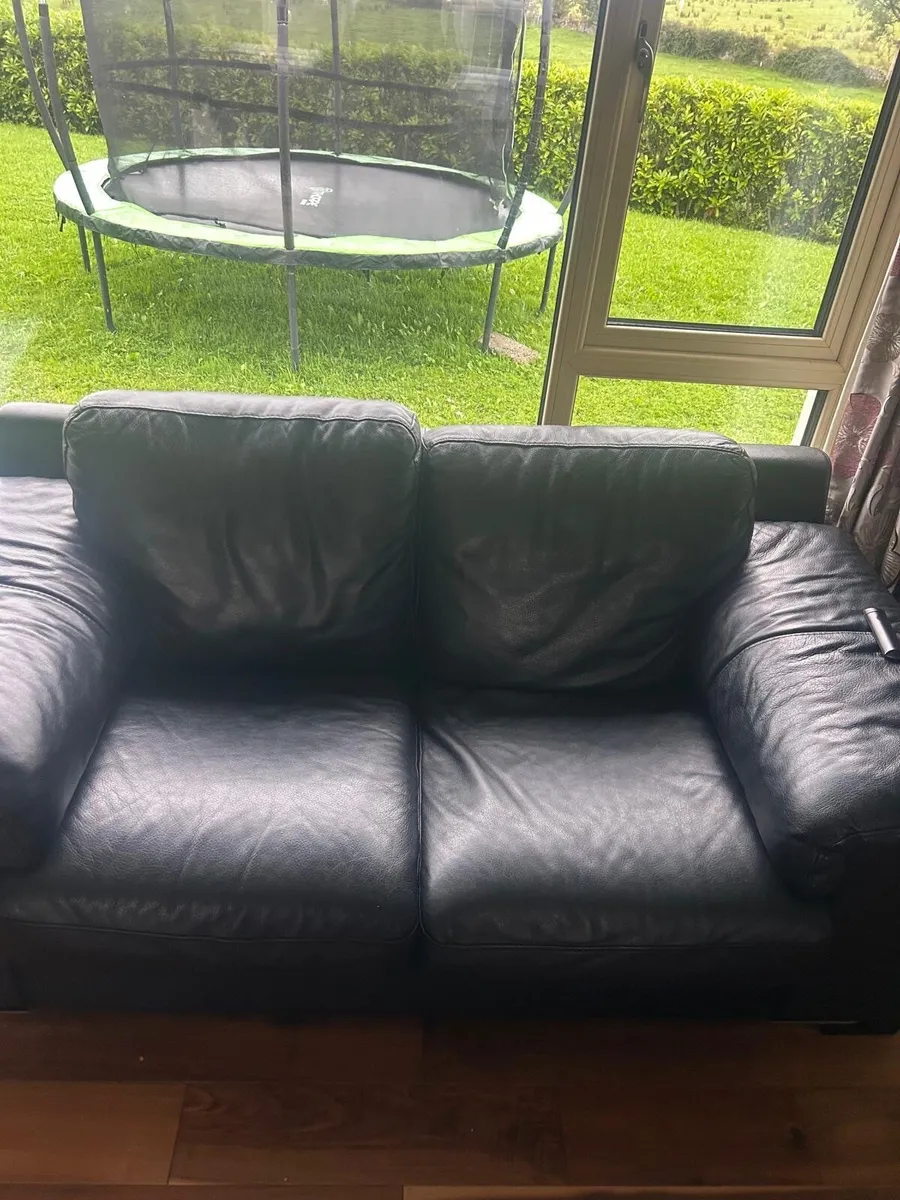 Black Leather Sofa Suite – For Sale - Image 1