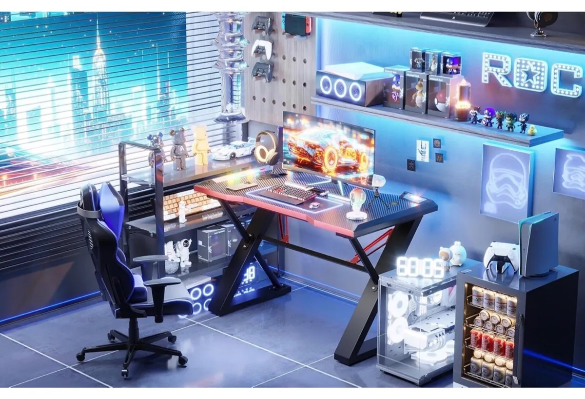 120 x 55 cm Gaming Desk with LED Lights, Gaming Ta - Image 4