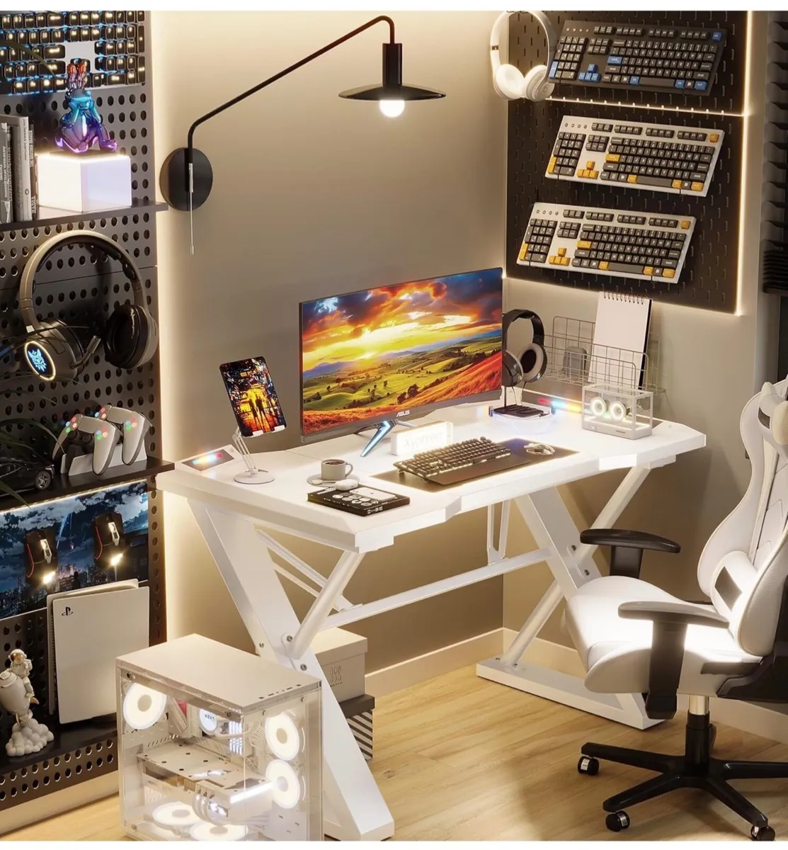 120 x 55 cm Gaming Desk with LED Lights, Gaming Ta - Image 2