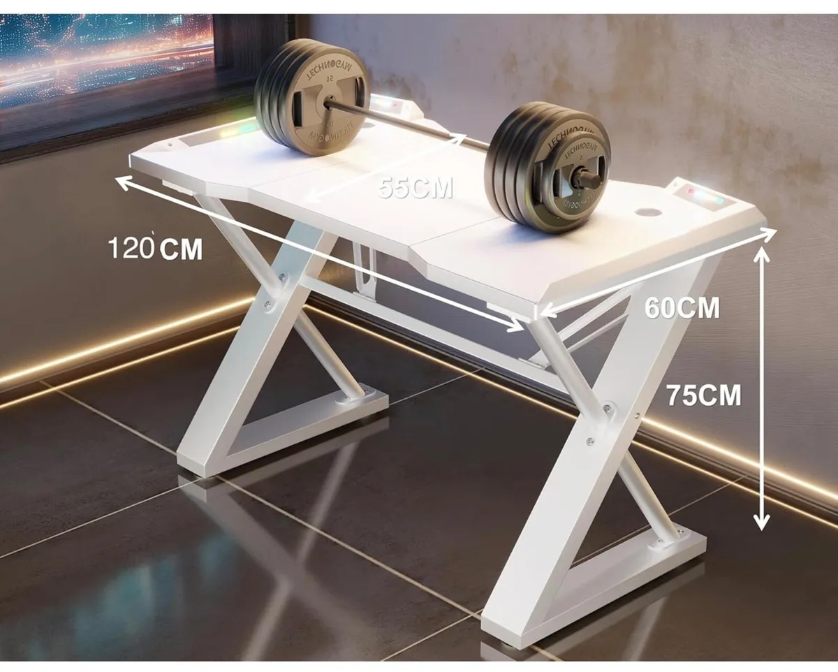 120 x 55 cm Gaming Desk with LED Lights, Gaming Ta - Image 4