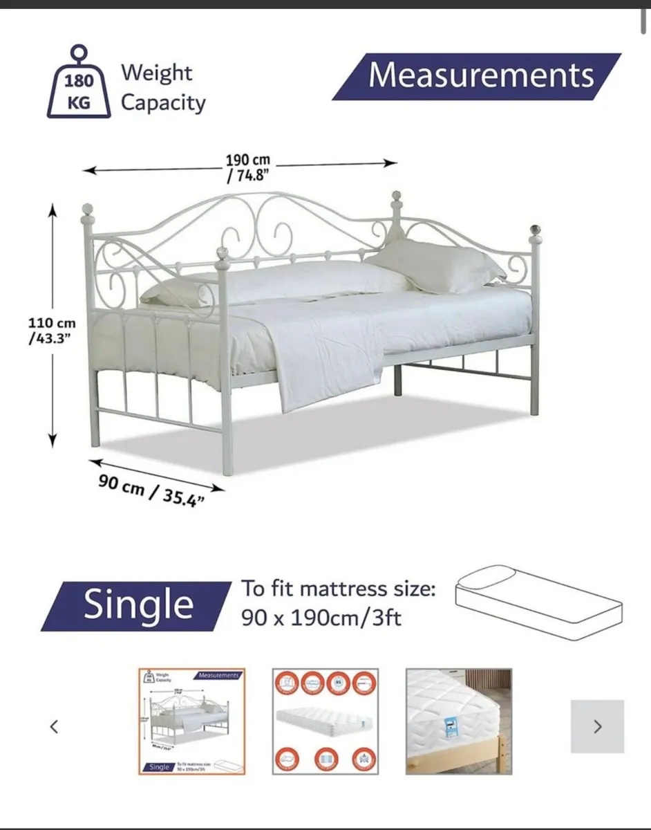 White metal bed frame - Image 1