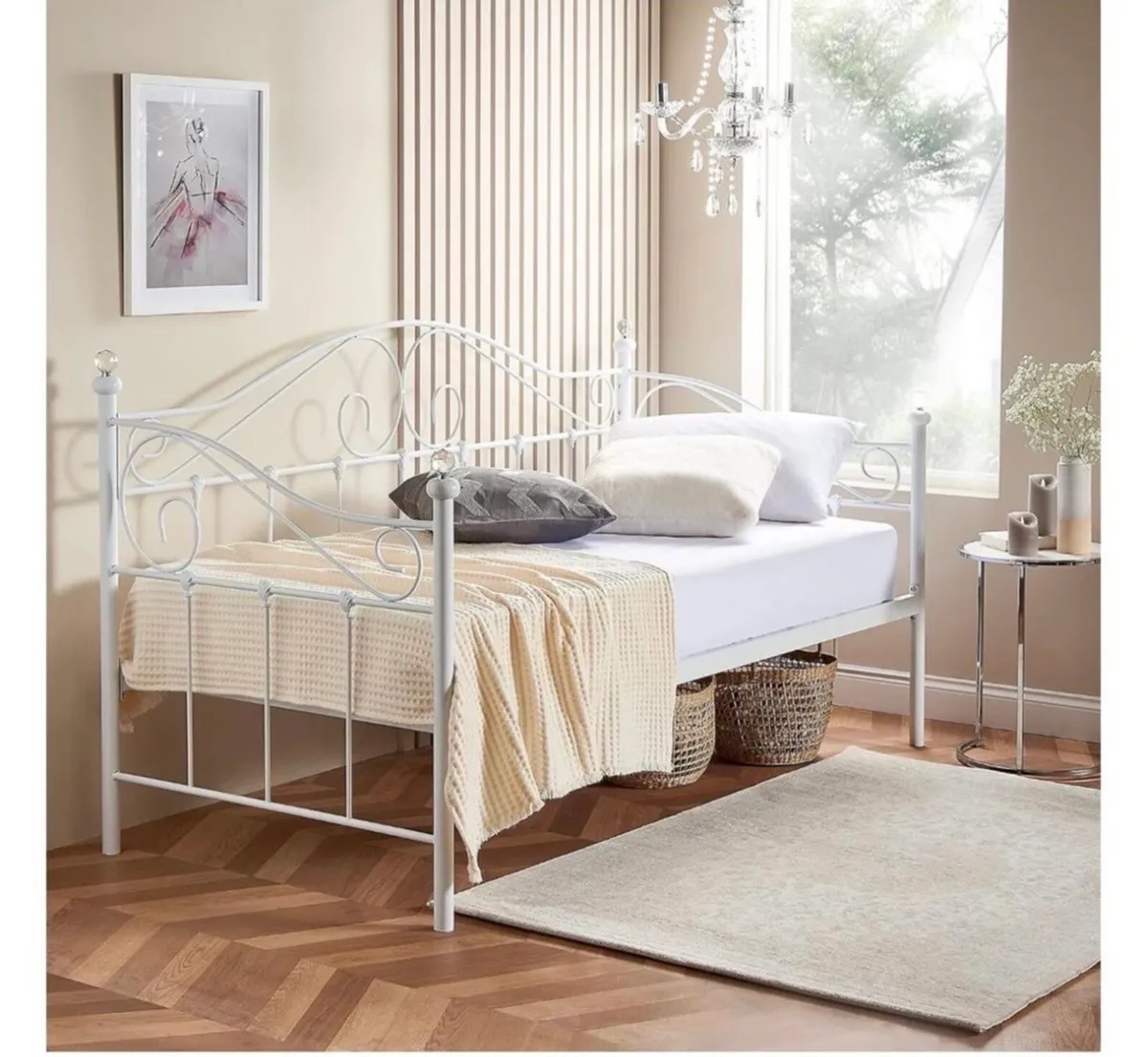 White metal bed frame - Image 3