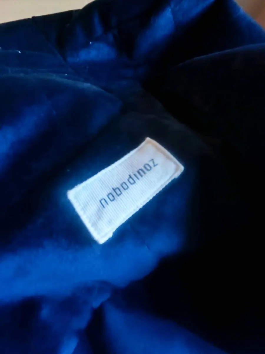 Nobodinoz Designer Blue Velvet Bean Bag - Image 3