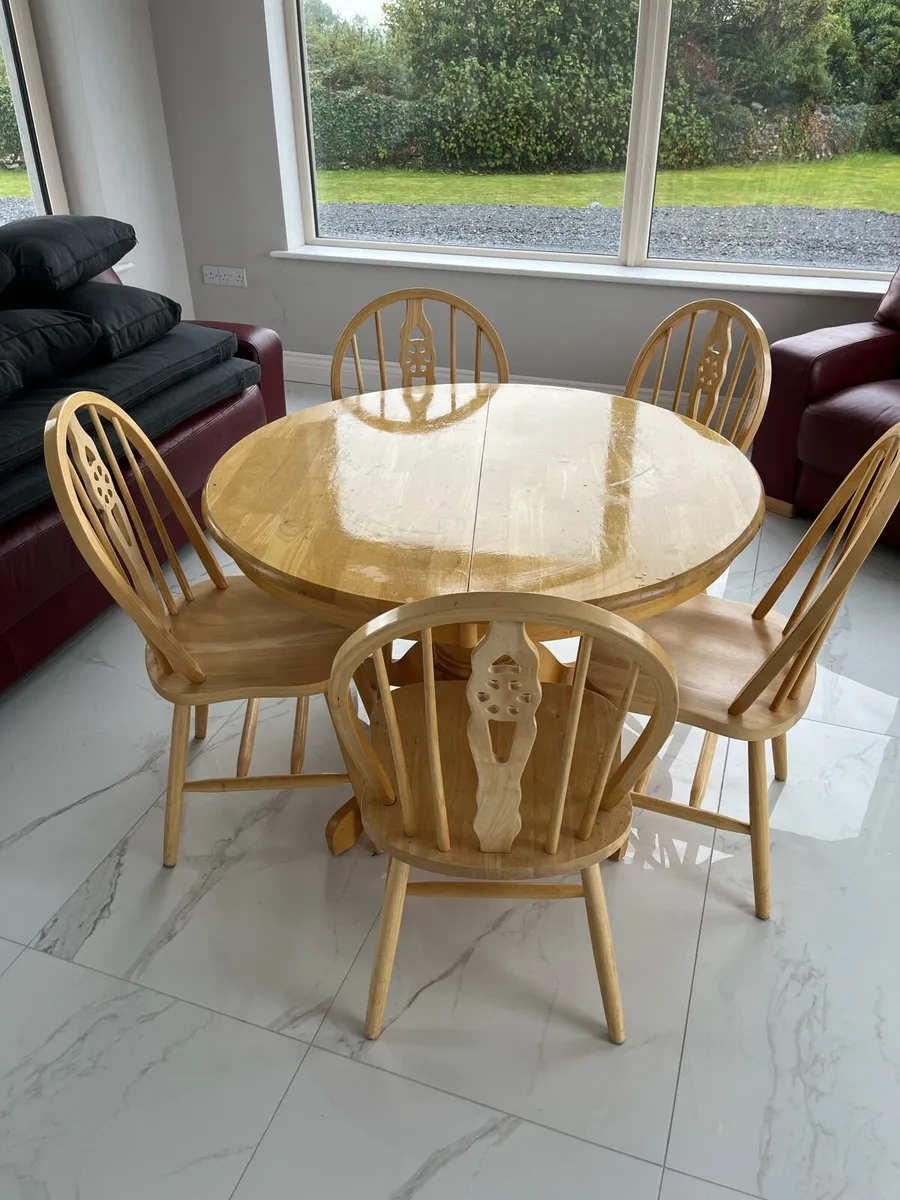 Solid Wood Dining Table & 5 Chairs - Image 1