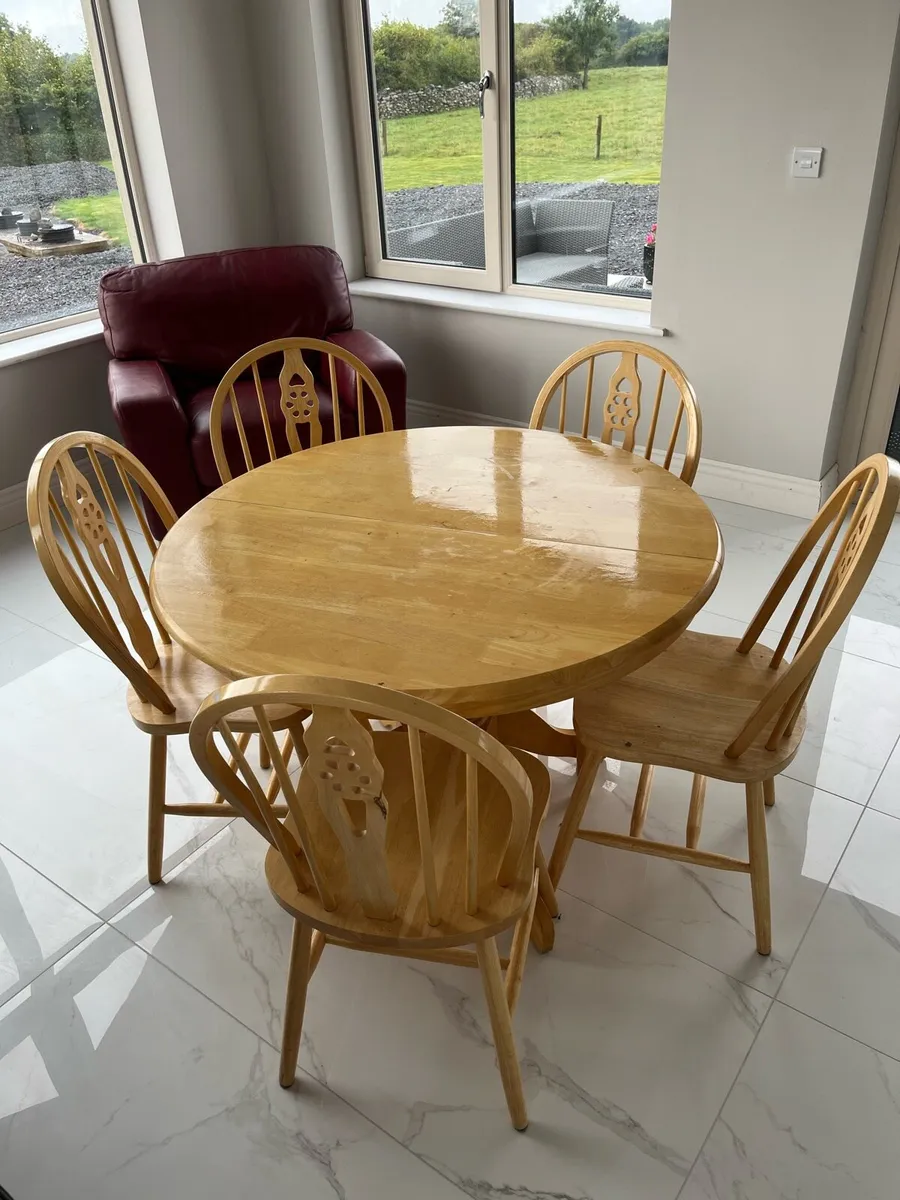 Solid Wood Dining Table & 5 Chairs - Image 2