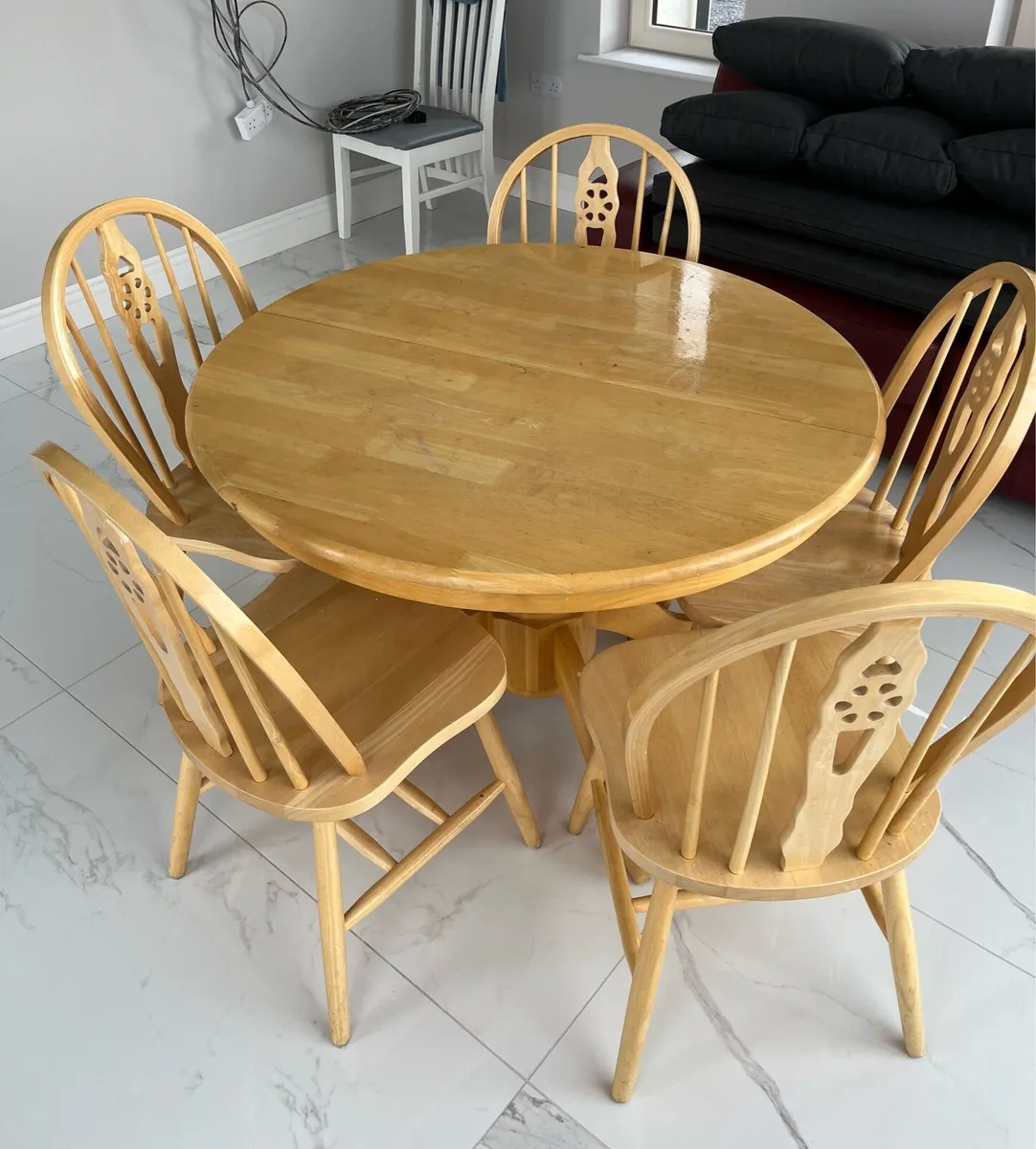 Solid Wood Dining Table & 5 Chairs - Image 3