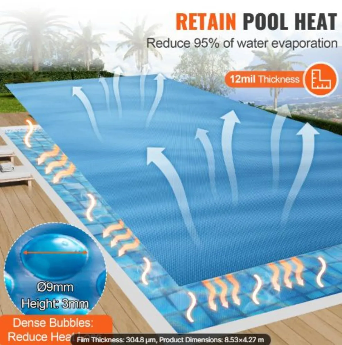 Solar Pool Cover, 28 x 14 ft Rectangle Solar Blank - Image 2