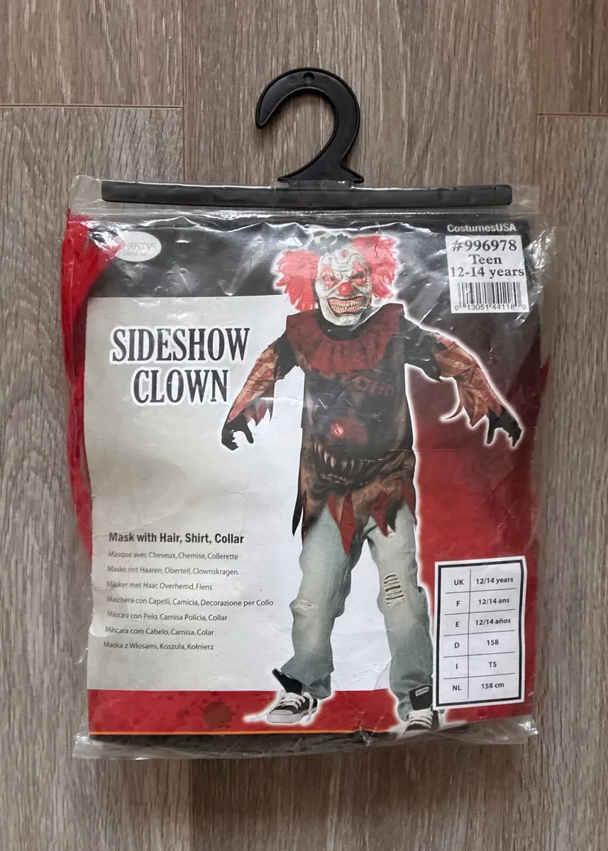 Scary Sideshow Psycho Clown Halloween Costume 12-1 - Image 1