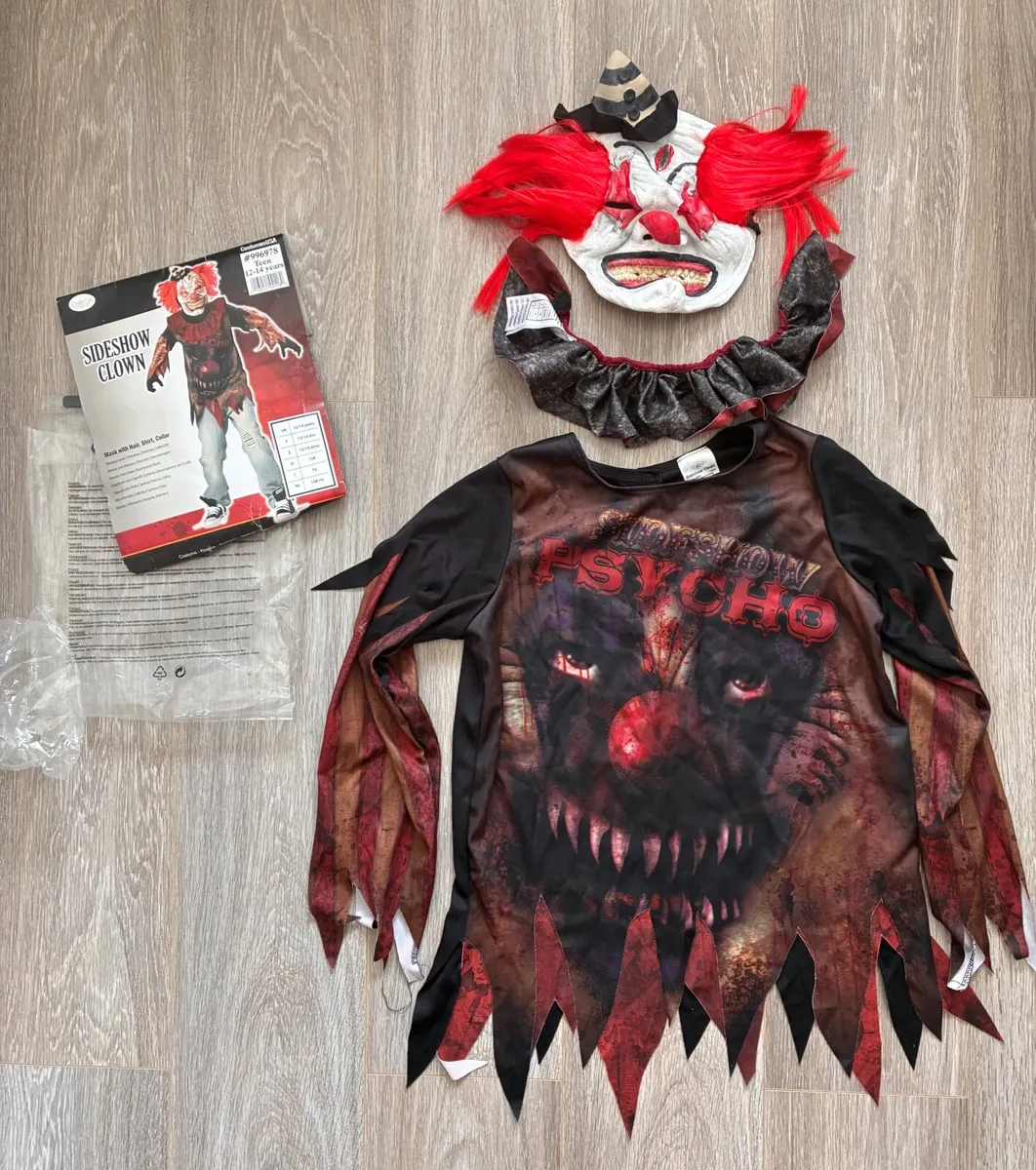 Scary Sideshow Psycho Clown Halloween Costume 12-1 - Image 2